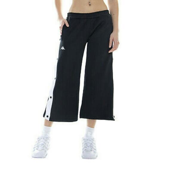 Kappa Authentic Barsi Wide Leg  Track Pants Black White Size Medium - Picture 1 of 7